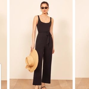 NEW Reformation June Black Wide Leg Jumpsuit